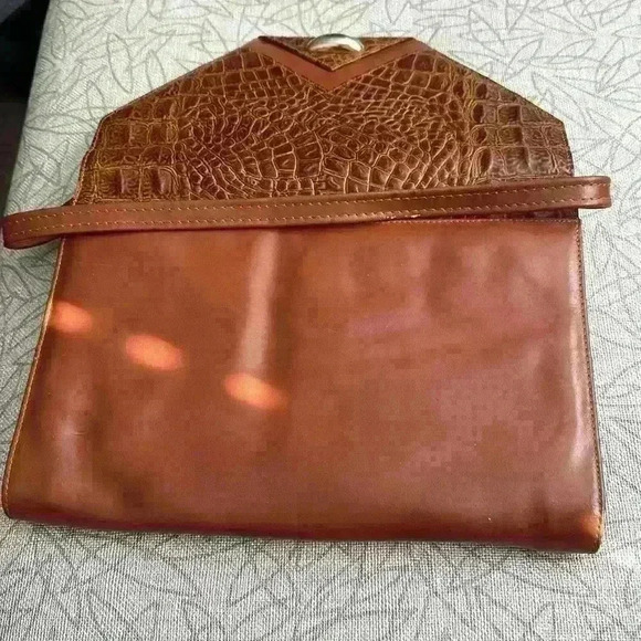 Brown Clutch / Bag with Crocodile Print - Picture 3 of 7